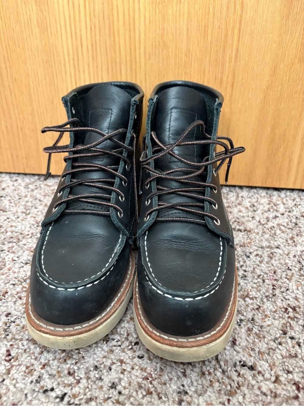 Red Wing Black Leather Moc Toe Boots - Picture 2 of 8